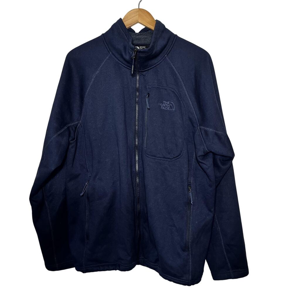 North Face Jacket Mens XL Navy Blue Full Zip‎ Fleece Lined Outdoor Pockets Warm
